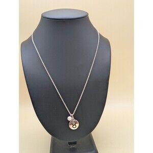 Vintage Avon Silver Tone Taurus Zodiac Pendant Necklace Faux Pearl Charm 17-20"